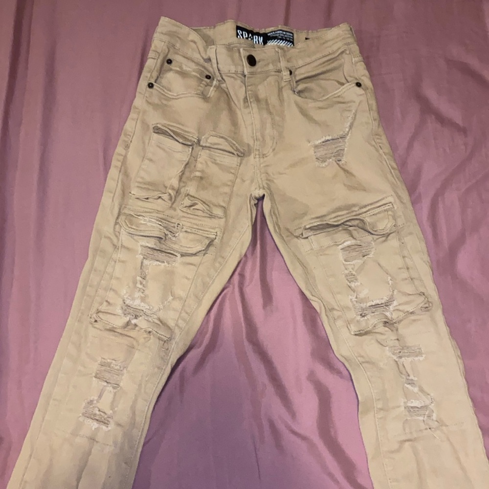 Spark Khaki Flare Denim 32x38 fits like a 30x36